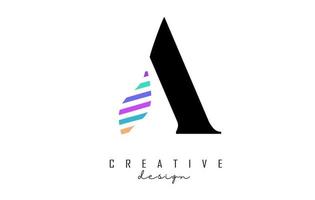 Letter A logo design with colored lines detail. vector