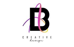 Letters BA Logo with two colors design. Letters B and A with geometric and handwritten typography. vector