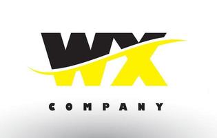 WX W X Black and Yellow Letter Logo with Swoosh. vector