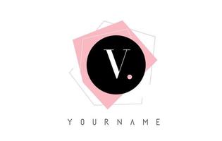V Letter Pastel Geometric Shaped Logo Design. vector