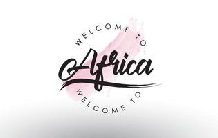 África bienvenido al texto con trazo de pincel rosa acuarela vector