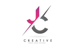 JC J C Letter Logo with Color block Design and Creative Cut. vector