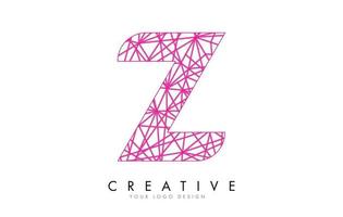 Sketched stylized Letter Z with different Pink Lines Pattern Design. vector