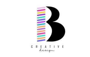 Letter B logo design with colored lines detail. vector