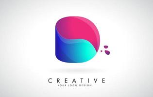 Blue and Pink creative letter D Logo Design with Dots. Friendly Corporate Entertainment, Media, Technology, Digital Business vector design with drops.