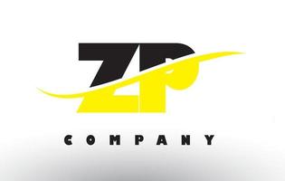 ZP Z P Black and Yellow Letter Logo with Swoosh. vector