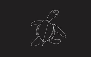 Continuous line art of a cute turtle. vector