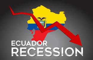 Mapa del concepto creativo de la crisis económica de la recesión de Ecuador con la flecha del desplome económico. vector