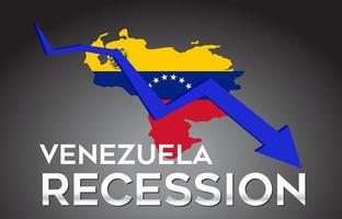 Map of Venezuela Recession Economic Crisis Creative Concept with Economic Crash Arrow. vector