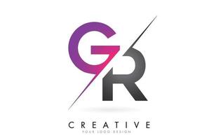 GR G R Letter Logo with Color block Design and Creative Cut. vector