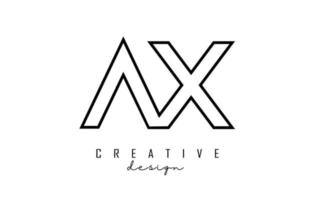 Outline AX letters logo with a minimalist design. Geometric letter logo. vector