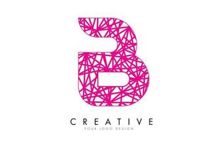 Sketched stylized Letter B with different Pink Lines Pattern Design. vector