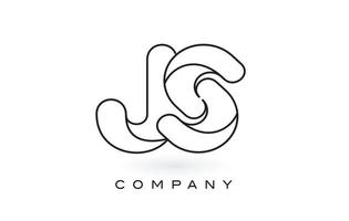 JS Monogram Letter Logo With Thin Black Monogram Outline Contour. Modern Trendy Letter Design Vector. vector