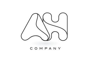 AH Monogram Letter Logo With Thin Black Monogram Outline Contour. Modern Trendy Letter Design Vector. vector