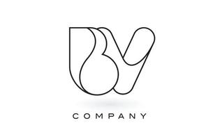 BV Monogram Letter Logo With Thin Black Monogram Outline Contour. Modern Trendy Letter Design Vector. vector