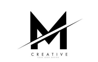 Diseño de logotipo de letra m con un corte creativo. vector