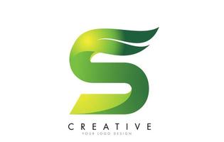 Letter S with eco leaf concept design. vector