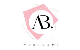 Geometric AB A B Letters with Pastel Pink Color Logo Design with Circle and Rectangular Shapes. vector