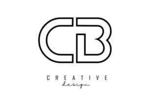 Outline CB letters logo with a minimalist design. Geometric letter logo. vector