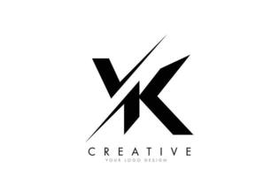 VK V K Letter Logo Design with a Creative Cut. vector