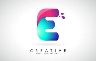 Blue and Pink creative letter E Logo Design with Dots. Friendly Corporate Entertainment, Media, Technology, Digital Business vector design with drops.