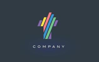 Logotipo de letra t con vector de diseño de líneas coloridas. ilustración de icono de letra de arco iris