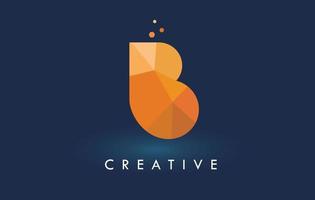 B Letter With Origami Triangles Logo. Creative Yellow Orange Origami Design. vector