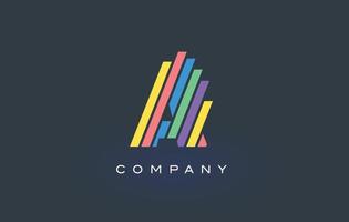 un logotipo de letra con vector de diseño de líneas coloridas. ilustración de icono de letra de arco iris