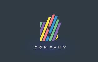 Logotipo de letra b con vector de diseño de líneas de colores. ilustración de icono de letra de arco iris