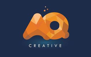 AQ Letter With Origami Triangles Logo. Creative Yellow Orange Origami Design. vector