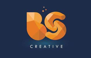 BS Letter With Origami Triangles Logo. Creative Yellow Orange Origami Design. vector