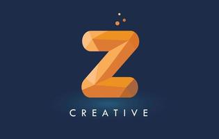 Letra z con logo de triángulos de origami. diseño creativo de origami naranja amarillo. vector
