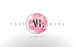 AR Letter Logo Design with Watercolor Circular Brush Stroke. vector