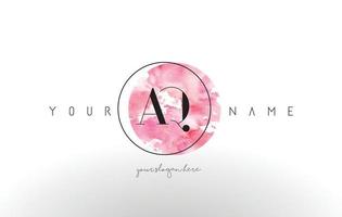 AQ Letter Logo Design with Watercolor Circular Brush Stroke. vector