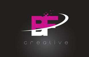 BF B F Creative Letters Design With White Pink Colors vector