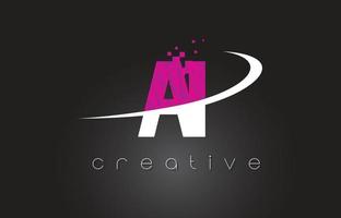 ai ai diseño de letras creativas con colores blanco rosa. vector