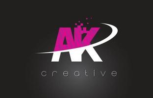 ak ak diseño de letras creativas con colores blanco rosa vector