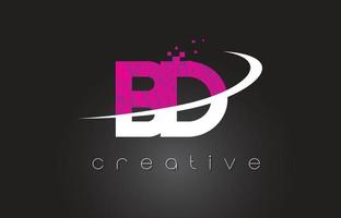 BD B D Creative Letters Design With White Pink Colors vector