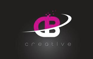 CB C B Creative Letters Design With White Pink Colors vector