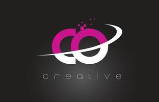 CO C O Creative Letters Design With White Pink Colors vector