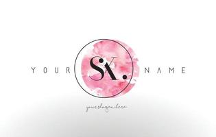 SX Letter Logo Design with Watercolor Circular Brush Stroke. vector