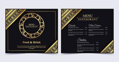 Restaurante de menú de lujo con elementos ornamentales. vector