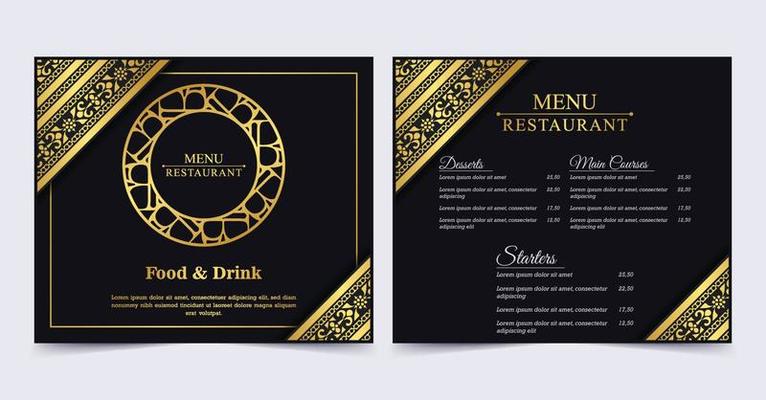 Luxury Menu restaurant with ornamental Elements.