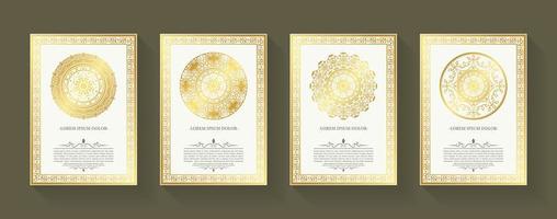 elegant white mandala greeting card with ornament pattern design vector