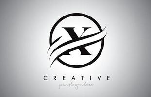 X Letter Logo Design with Circle Swoosh Border and Creative Icon Design. vector