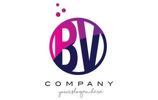 BV B V Circle Letter Logo Design with Purple Dots Bubbles vector