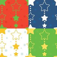 A set of seamless Christmas patterns with garlands of stars vector