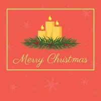 Vector postcard with Christmas candles in a fir branch