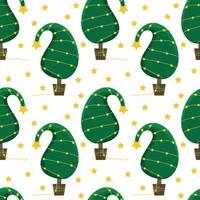 Seamless Christmas background with an unusual Christmas tree and a bright garland vector