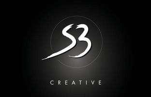 SB S B Brushed Letter Logo Design with Creative Brush Lettering Texture and Hexagonal Shape vector
